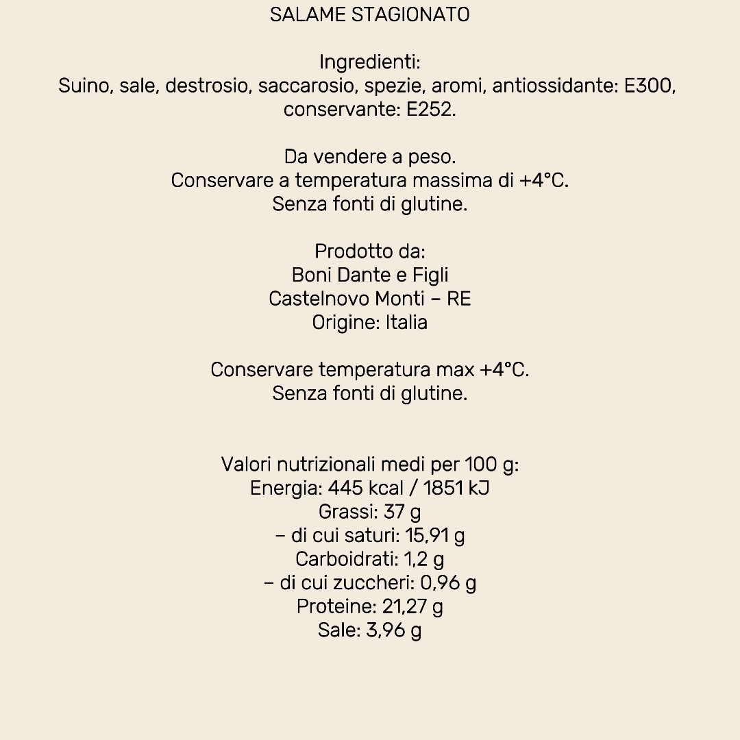 SALAME STAGIONATO - Salumificio artigianale - 500g - immagine 2