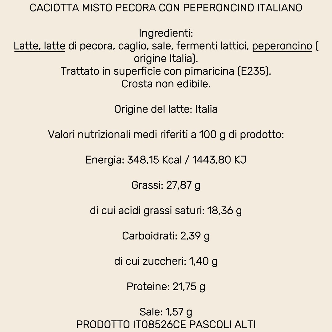 CACIOTTA MISTA MUCCA E PECORA AL PEPERONCINO - immagine 3